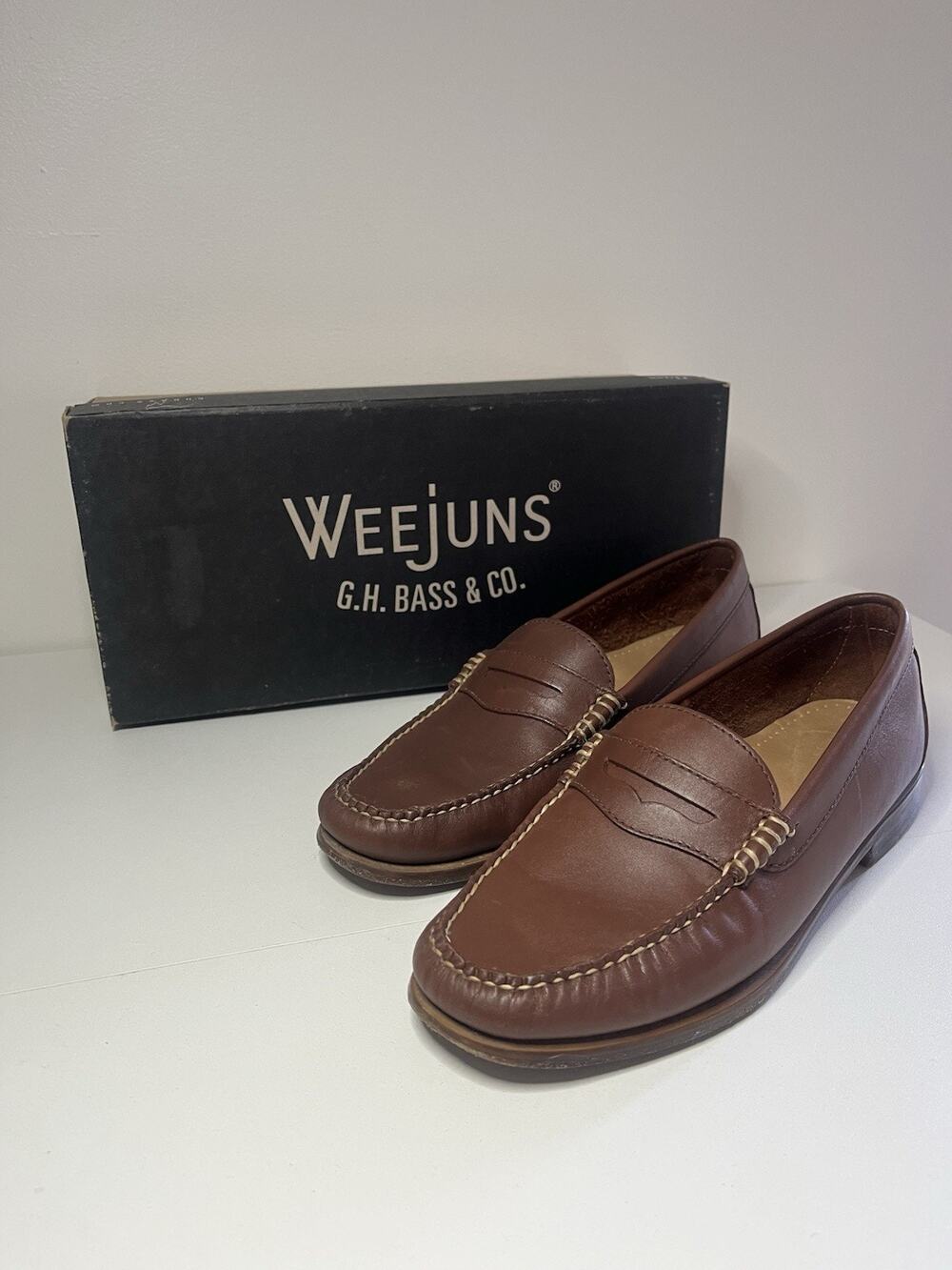 GH Bass Weejuns Penny Loafer Diane Cognac Women’s Size 8.5M Tan Brown Mint EUC!